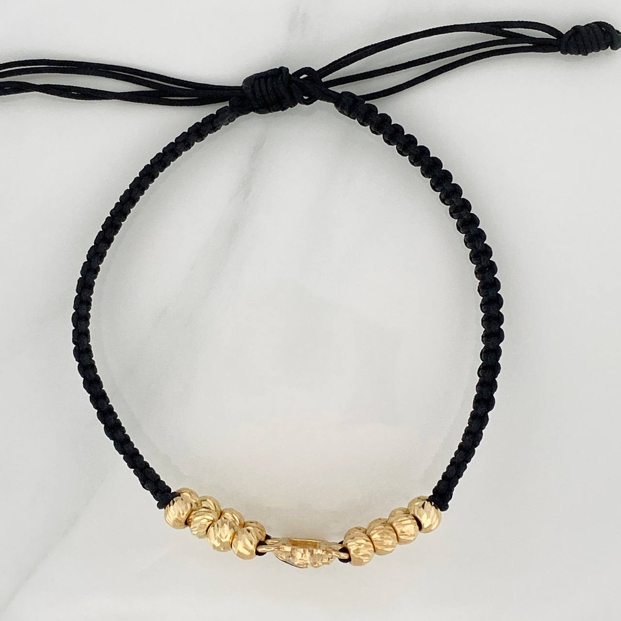 Pulsera Tejida Negra San Judas Tadeo 3.1gr / Tres Oros 18K %