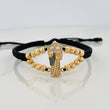 Pulsera Tejida Negra San Judas Tadeo 3.1gr / Tres Oros 18K %