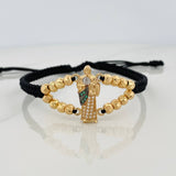 Pulsera Tejida Negra San Judas Tadeo 3.1gr / Tres Oros 18K %