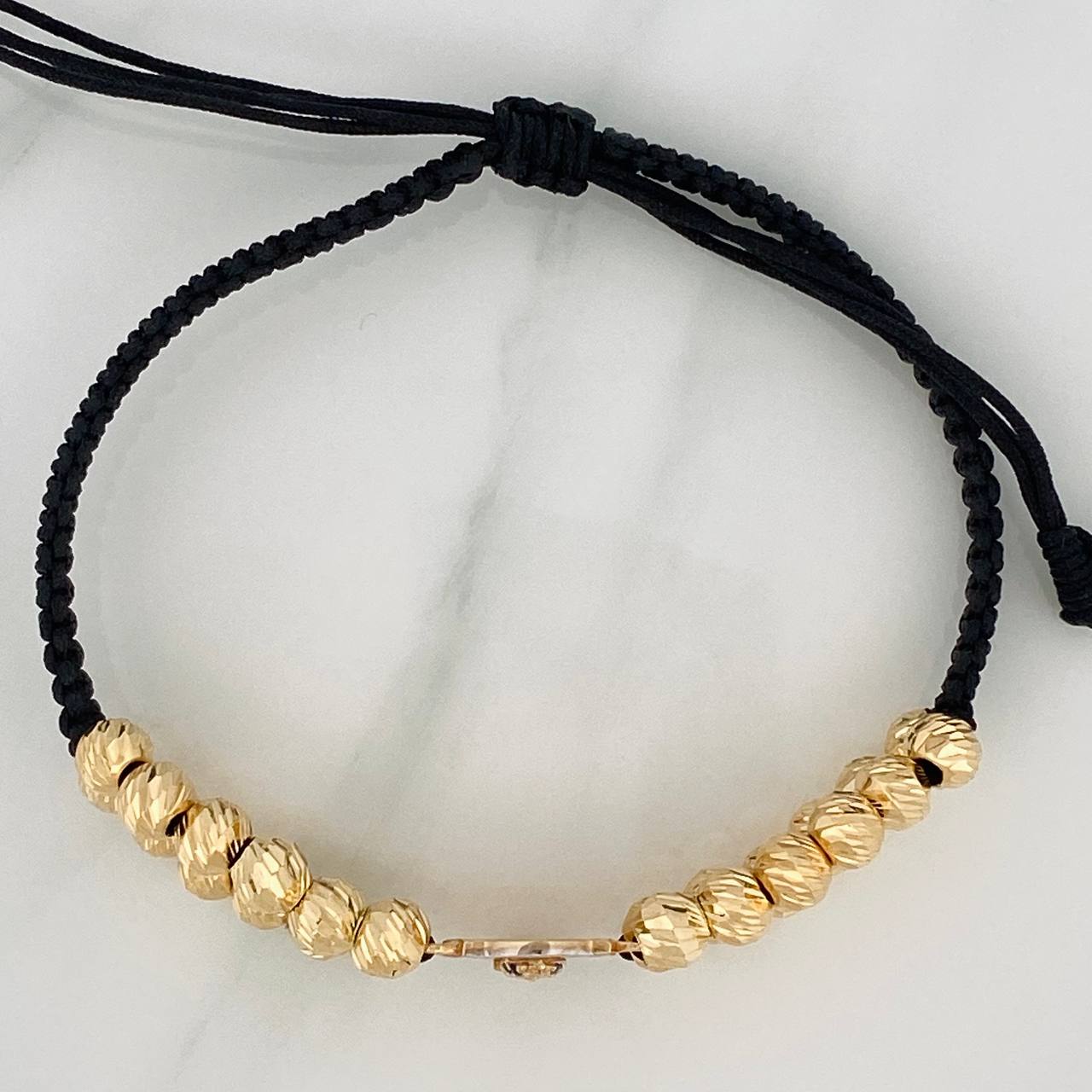 Pulsera Tejida Negra Virgen Guadalupe 5gr / Tres Oros 18K %