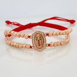 Pulsera Tejida Roja Virgen Guadalupe 5.3gr / Oro Rosa 18K %