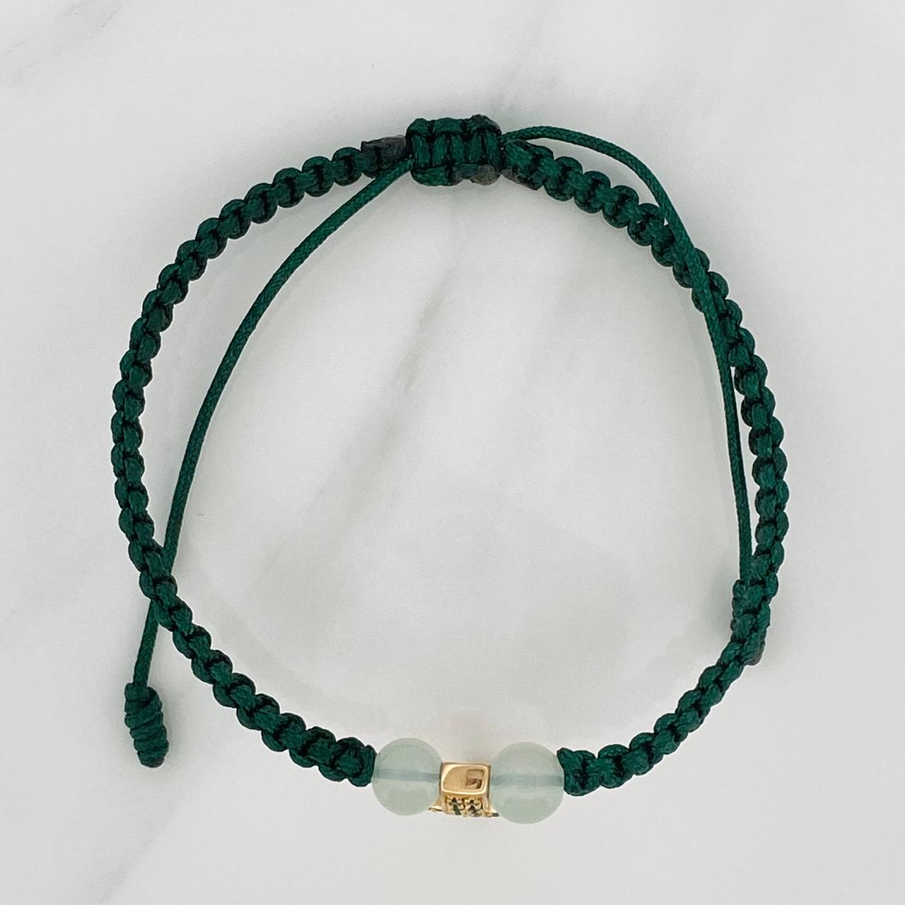 Pulsera Tejida Verde Cruz 2.55gr / Oro Amarillo 18K %