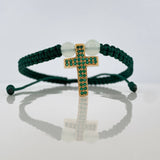 Pulsera Tejida Verde Cruz 2.55gr / Oro Amarillo 18K %