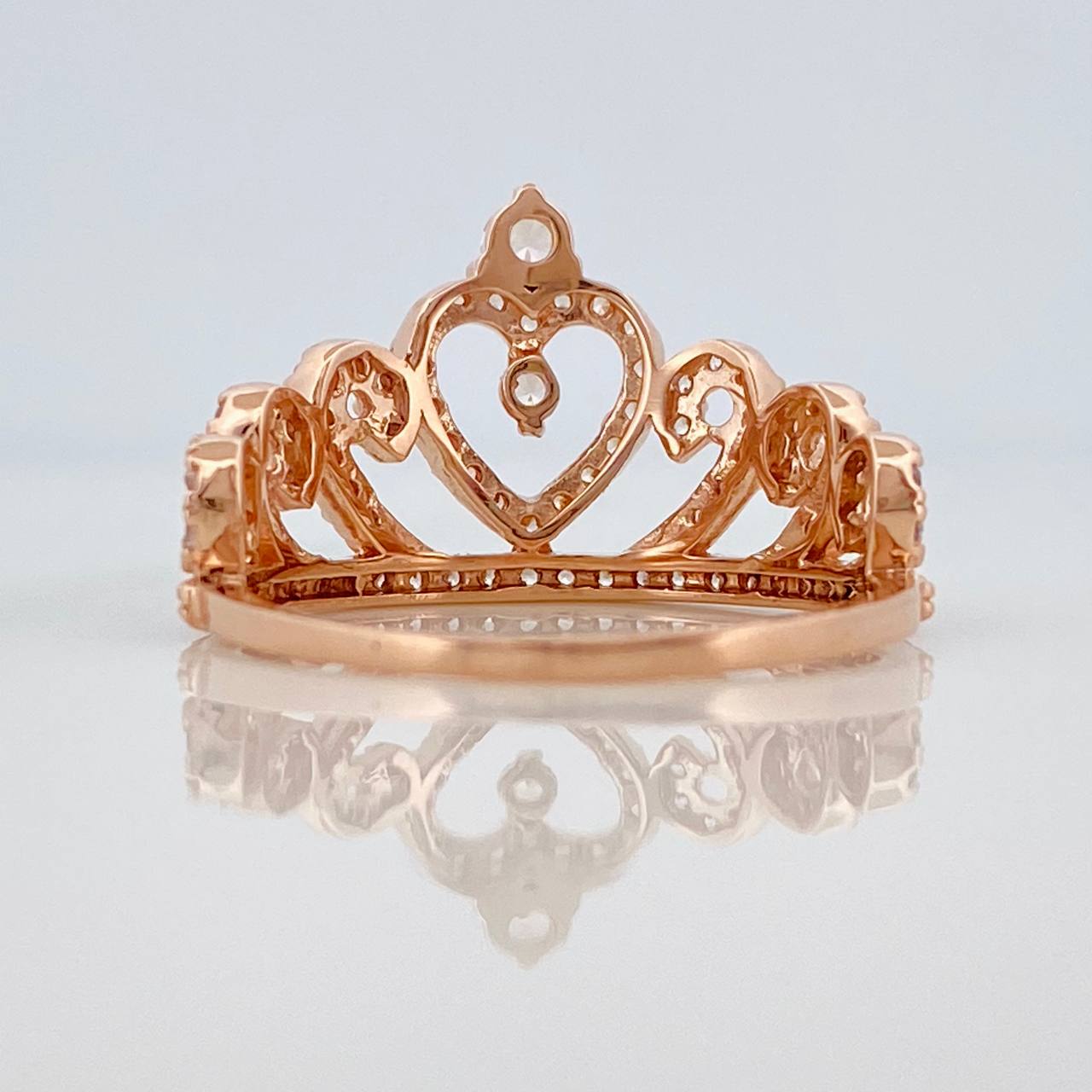 Anillo Corona Corazones 2.6gr / T5 3/4 / Oro Rosa 18K %