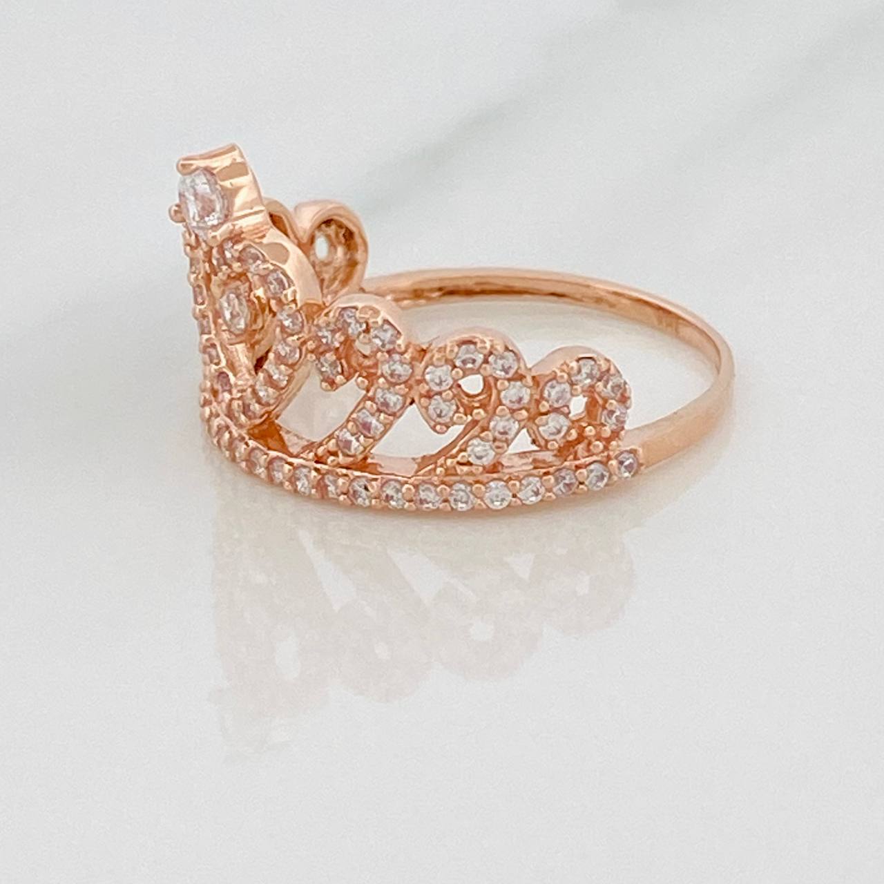 Anillo Corona Corazones 2.6gr / T5 3/4 / Oro Rosa 18K %