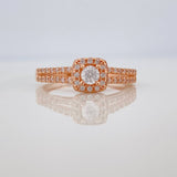 Anillo Halo Cuadrado 2.4gr / T6 1/2 / Oro Rosa 18K %