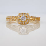 Anillo Halo Cuadrado 2.6gr / T7 1/4 / Oro Amarillo 18K %