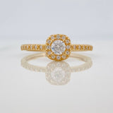 Anillo Solitario Halo Cuadrado 2.05gr / T6 / Oro Amarillo 18K %