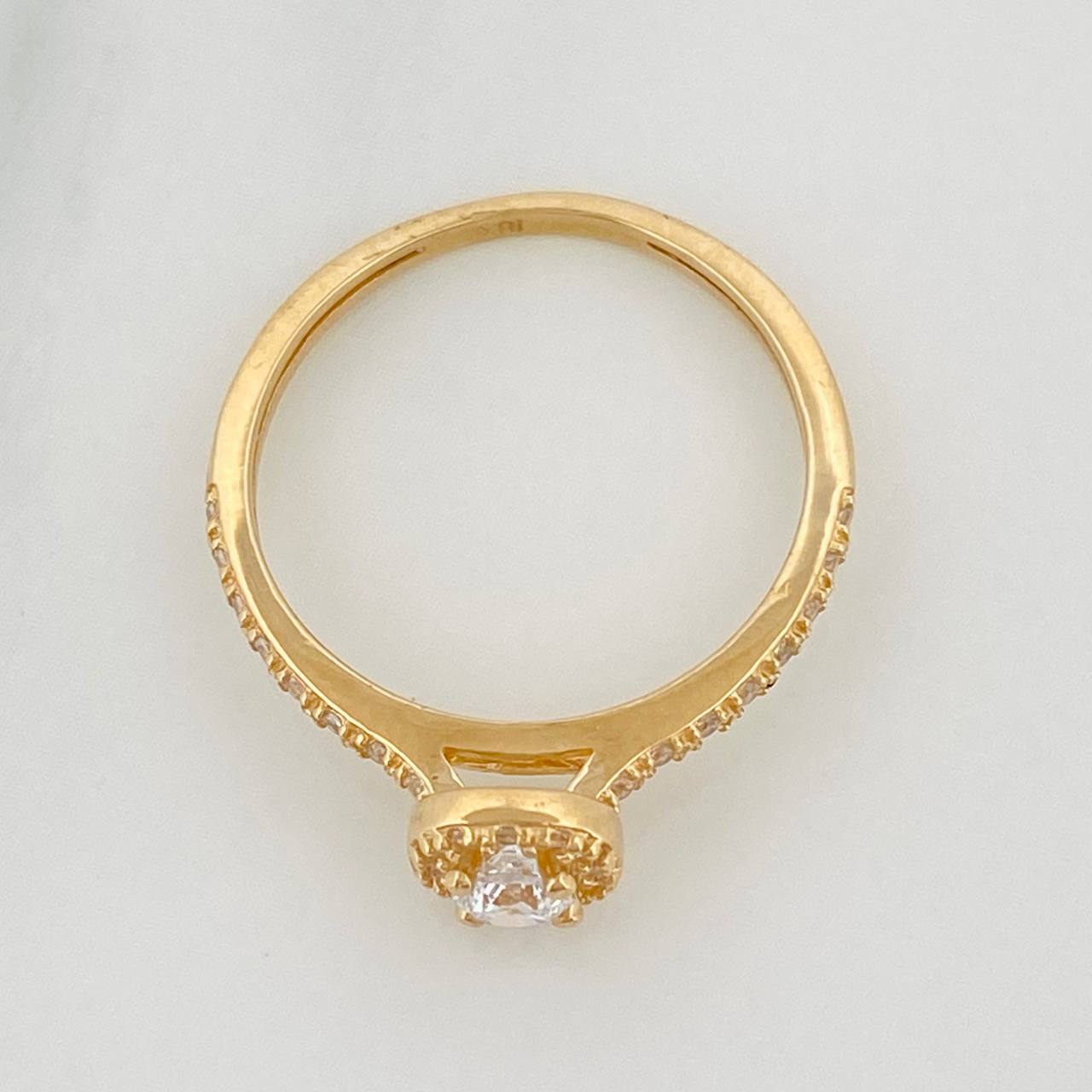 Anillo Solitario Halo Cuadrado 2.05gr / T6 / Oro Amarillo 18K %