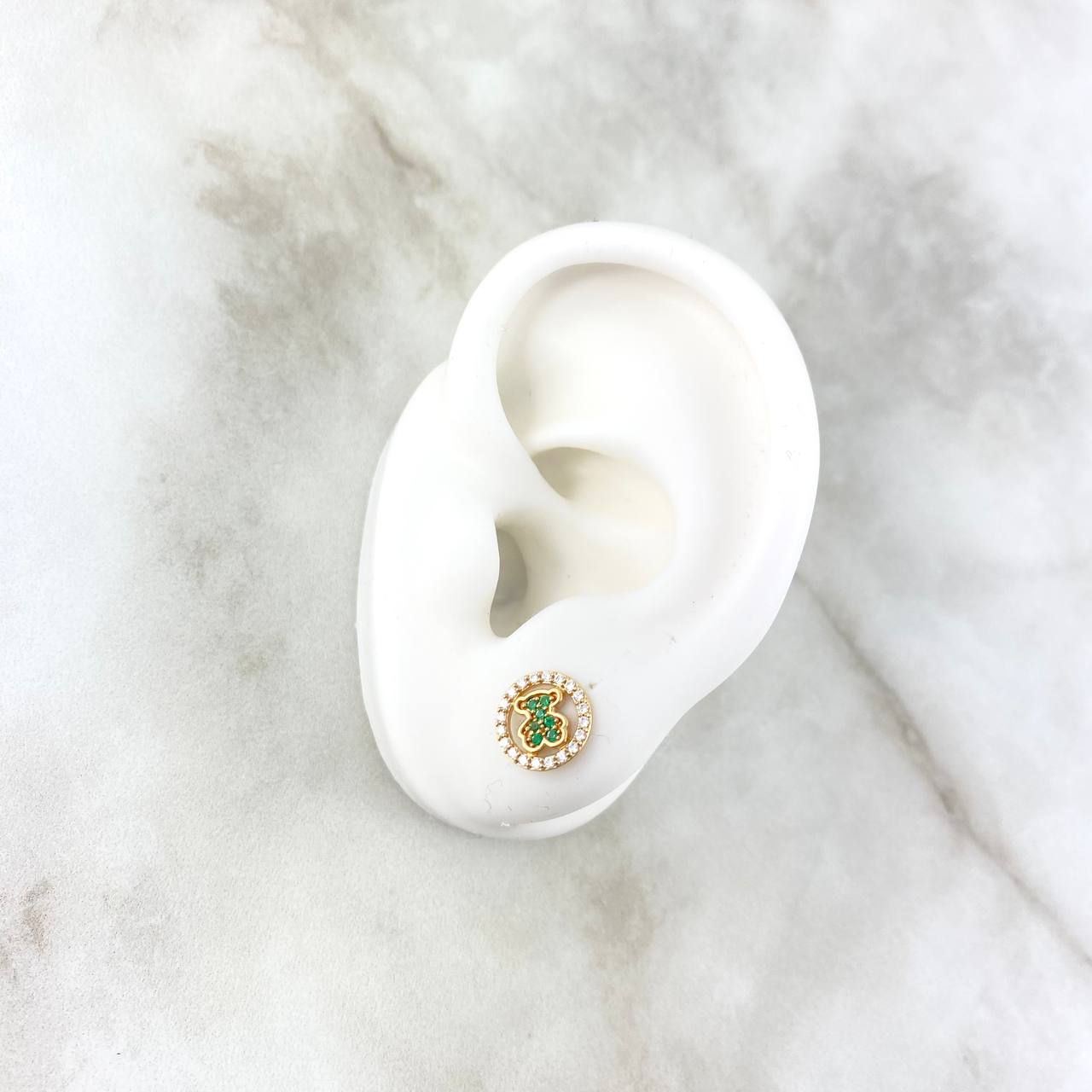 Topos Circulo Oso TS 1.65gr / Broche Mariposa Circones Blancos Verdes Oro Amarillo *