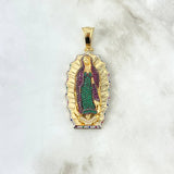 Dije Virgen de Guadalupe 18gr / 6.4cm / Circones de Colores Dos Oros Amarillo Blanco