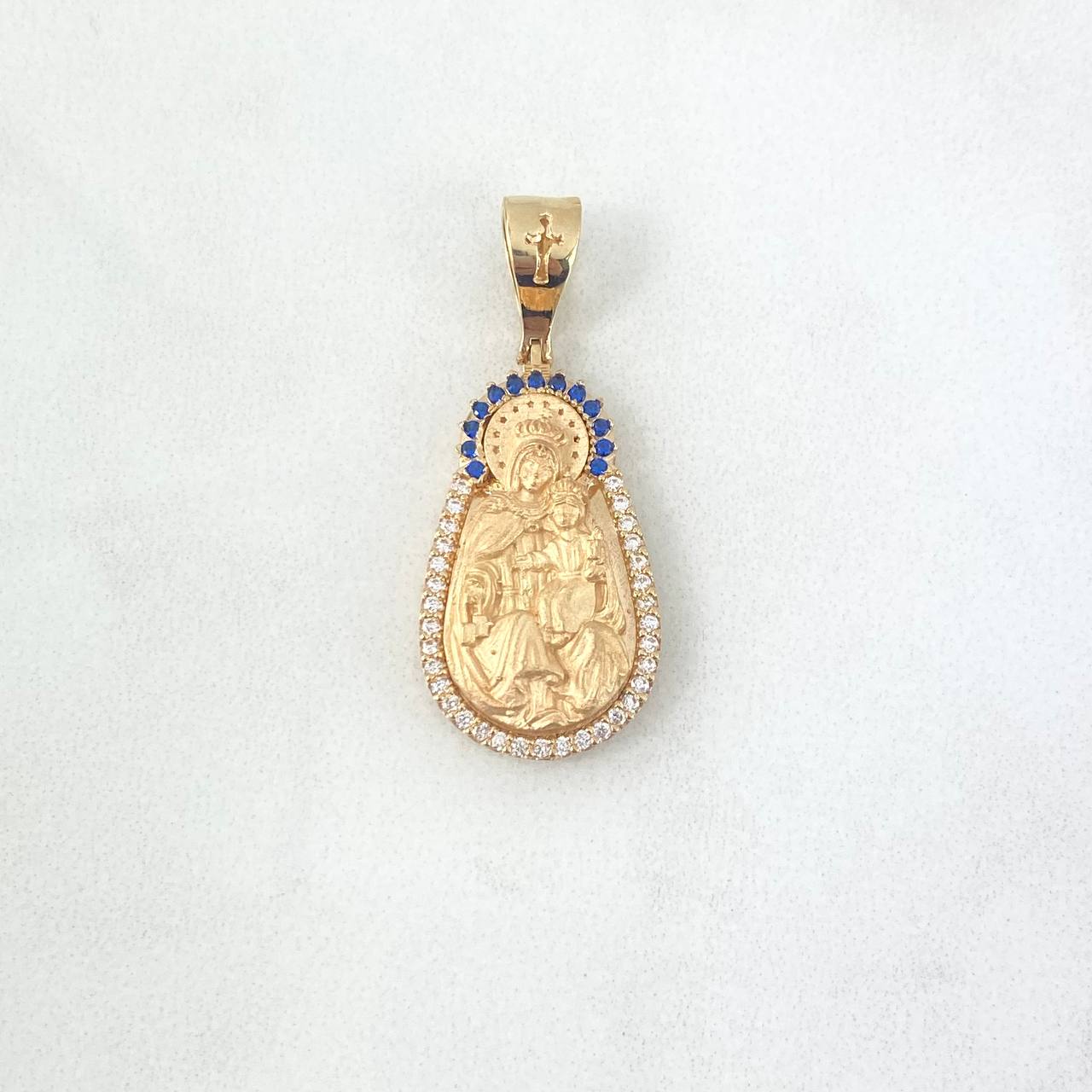 Dije Virgen del Carmen 5.2gr / 3.2cm / Circones Blancos Azules Oro Amarillo