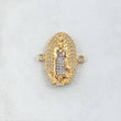 Herraje Virgen Guadalupe Silueta Basteada 4.9gr / 2.4cm / Circones Blancos Oro Amarillo 18K *