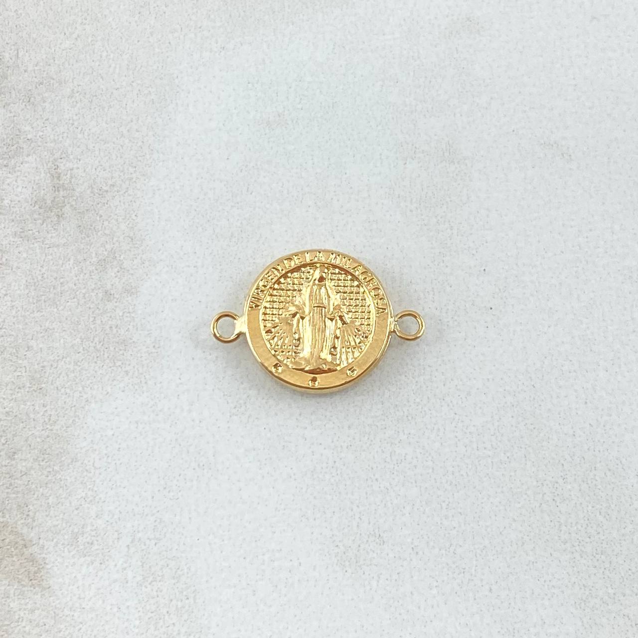 Herraje Virgen Milagrosa 0.85gr / 1.7cm / Circulo Texturizado Oro Amarillo 18K