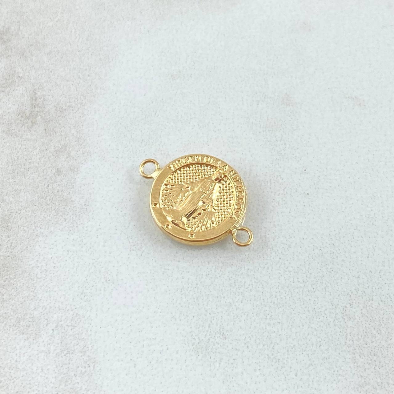 Herraje Virgen Milagrosa 0.8gr / 1.2cm-1.8cm / Circulo Texturizado Oro Amarillo 18K *