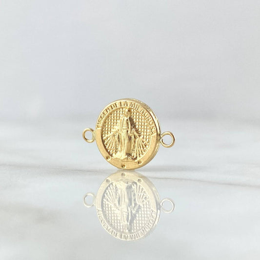 Herraje Virgen Milagrosa 0.85gr / 1.7cm / Circulo Texturizado Oro Amarillo 18K