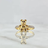 Anillo Oso Corbatin 2.35gr / T6 1/2 / Circones Blancos  Oro Amarillo 18K