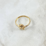 Anillo Oso Corbatin 2.35gr / T6 1/2 / Circones Blancos  Oro Amarillo 18K