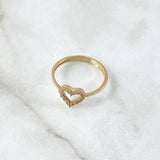 Anillo Silueta Corazón 1.65gr / T6 1/2 / Circones Blancos Oro Amarillo 18K *