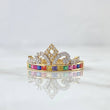 Anillo Tiara 2.95gr / T7 1/2 / Circones Colores Oro Amarillo 18K