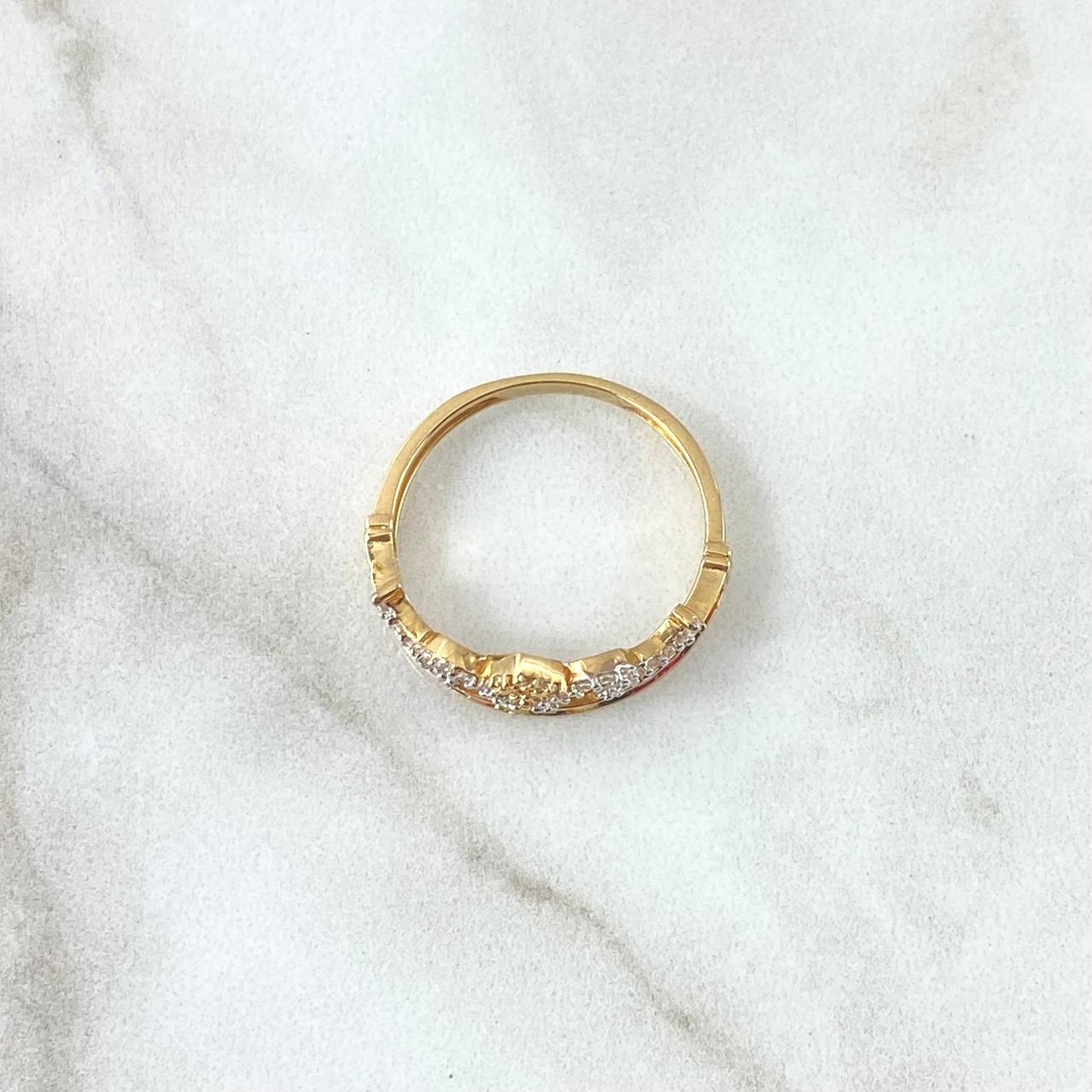 Anillo Tiara 2.95gr / T7 1/2 / Circones Colores Oro Amarillo 18K