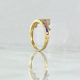 Anillo Tiara 2.95gr / T7 1/2 / Circones Colores Oro Amarillo 18K