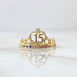 Anillo Tiara 15s 1.55gr / T5 1/2 / Circones Blancos Verdes Azul Fucsia Oro Amarillo 18K