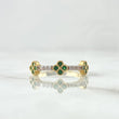 Anillo Trio De Flores 1.95gr / T6 1/4 / Circones Blancos Verdes Oro Amarillo 18K