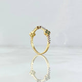 Anillo Trio De Flores 1.95gr / T6 1/4 / Circones Blancos Verdes Oro Amarillo 18K