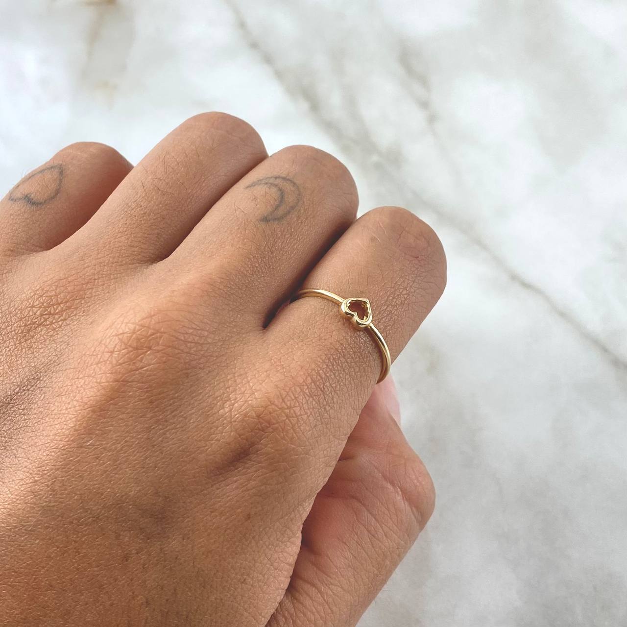 Anillo Silueta Corazón 1.25gr / T7 / Liso Oro Amarillo 18K
