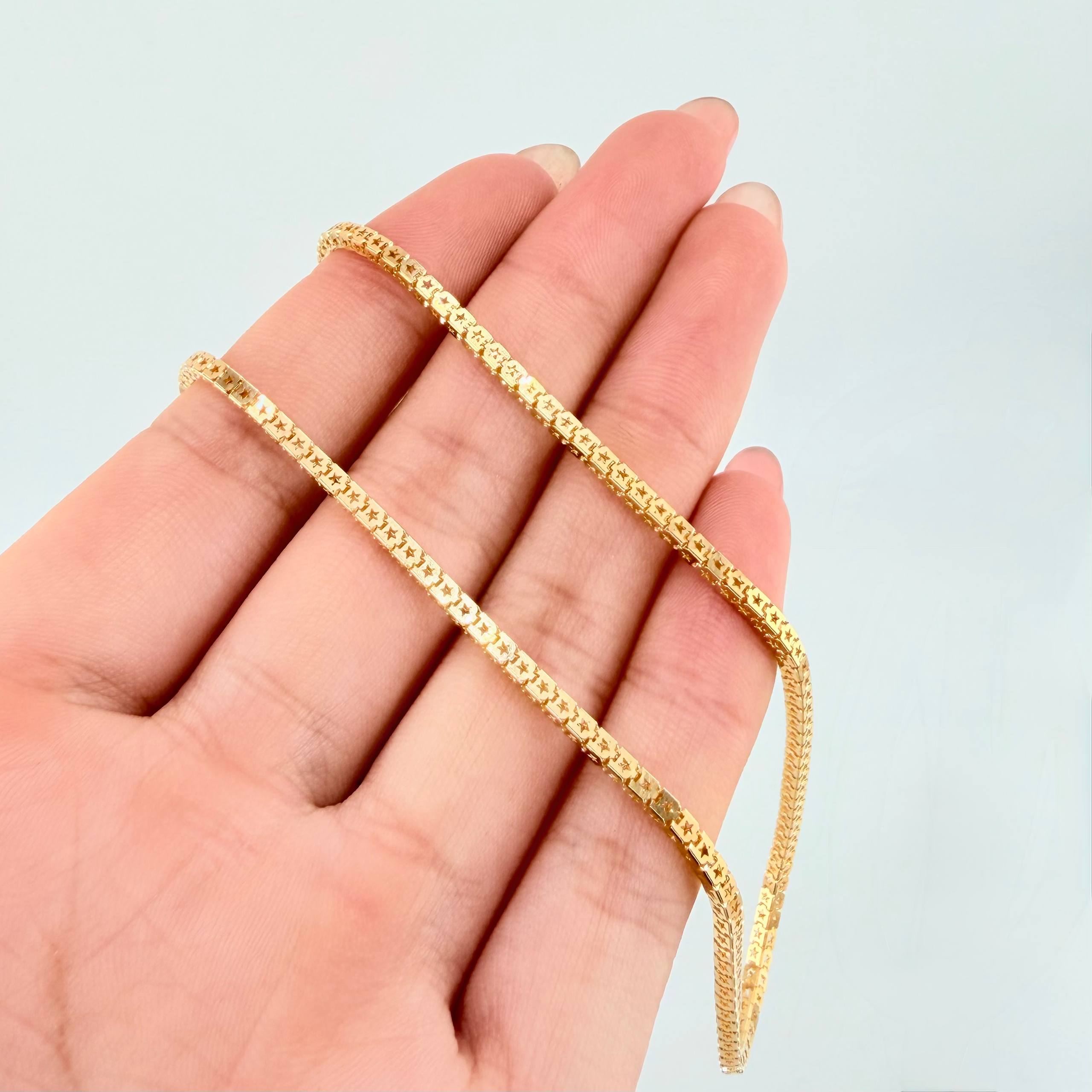 Cadena Veneciana Estrellada 7.35gr / 45cm / 2mm Oro Amarillo +3 18K ©
