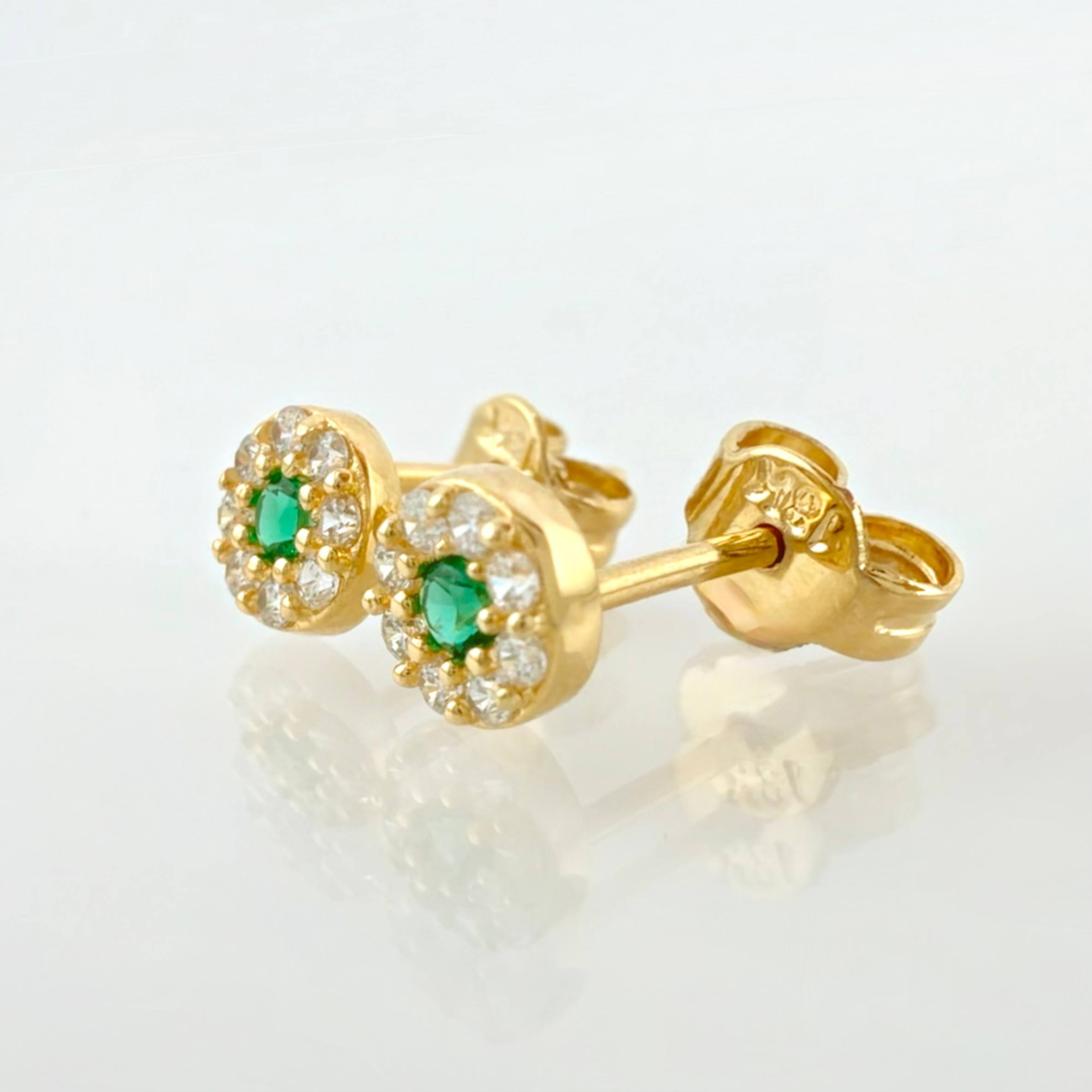 Set Circular Topos + Dije 1.4gr / 1cm / 5mm Oro Amarillo 18K ©