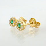 Set Circular Topos + Dije 1.4gr / 1cm / 5mm Oro Amarillo 18K ©