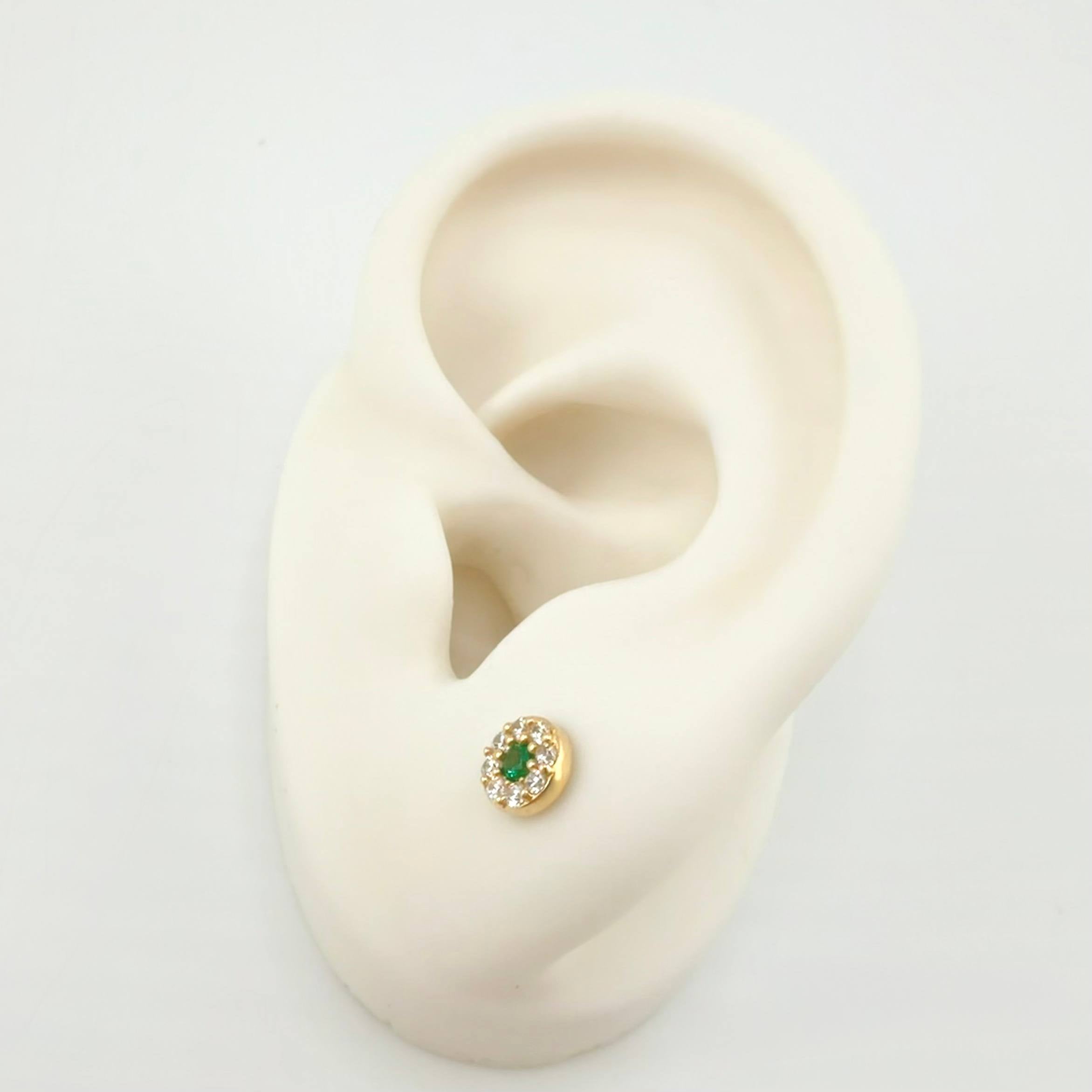 Set Circular Topos + Dije 1.4gr / 1cm / 5mm Oro Amarillo 18K ©