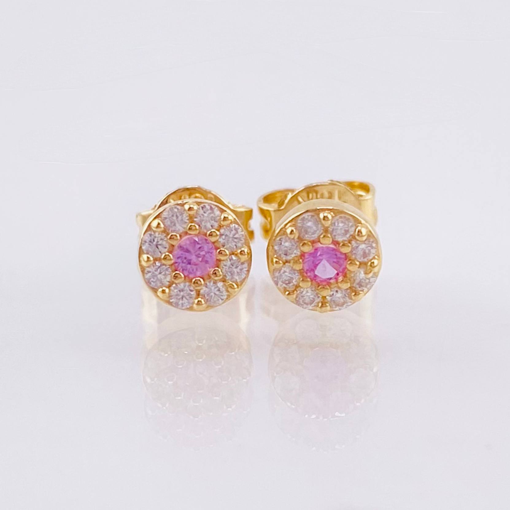 Set Circular Topos + Dije 1.45gr / 1cm / 5mm Oro Amarillo 18K ©
