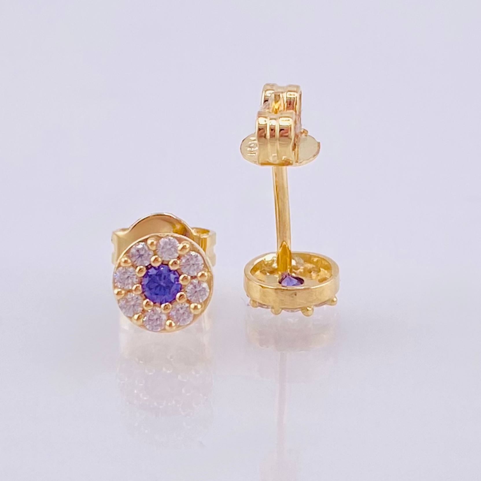 Set Circular Topos + Dije 1.5gr / 1cm / 5mm Oro Amarillo 18K ©