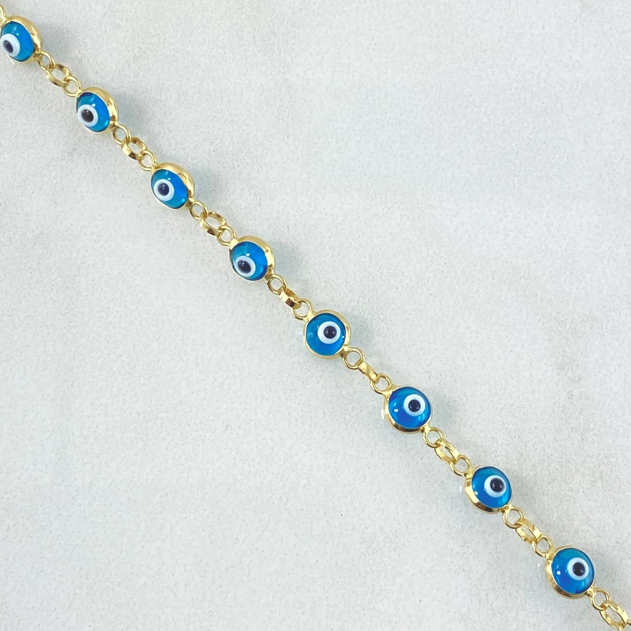 Pulso Ojo Turco Celeste 3.25gr / 18.5cm / 5mm Oro Amarillo +4