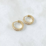 Candongas Carriles Translucidos 3.3gr / 1.3cm / Circones Blancos Oro Amarillo 18K ©