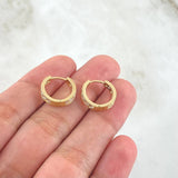 Candongas Carriles Translucidos 3.3gr / 1.3cm / Circones Blancos Oro Amarillo 18K ©