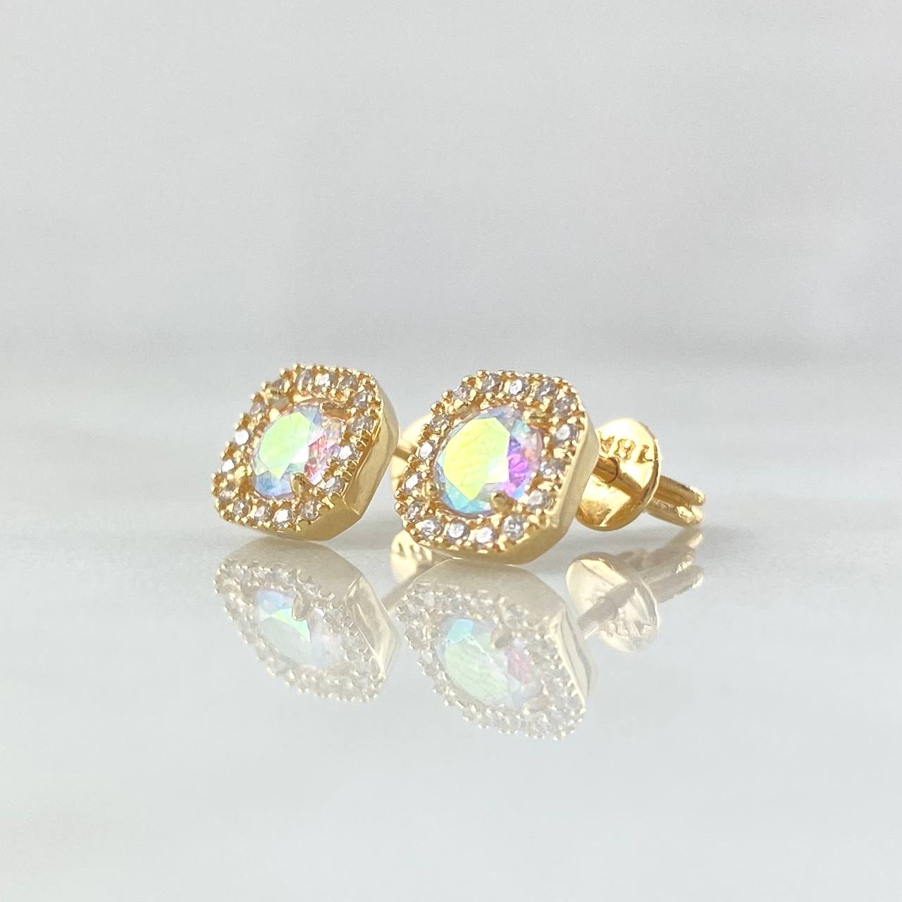 Topos Halo Translucido 2.45gr / 7.5mm Circones Blancos Oro Amarillo 18K ©