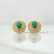 Topos Halo Ovalado Tupido 3.75gr / 11.4mm Circones Blancos Verdes Oro Amarillo 18K ©