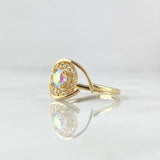 Anillo Solitario Esfera Abrazada Translucido 2.45gr / T5 1/2 / Circones Blancos Oro Amarillo 18K ©