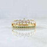 Anillo Carama Sobre Churumbela 2.65gr / T7 1/2 / Circones Blancos Verdes Oro Amarillo 18K ©