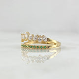 Anillo Carama Sobre Churumbela 2.65gr / T7 1/2 / Circones Blancos Verdes Oro Amarillo 18K ©