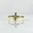 Anillo Crúz Abrazo 1.85gr / T6 3/4 / Circones Verdes Oro Amarillo 18K ©