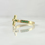 Anillo Crúz Abrazo 1.85gr / T6 3/4 / Circones Verdes Oro Amarillo 18K ©