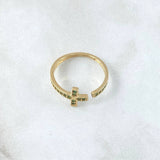 Anillo Crúz Abrazo 1.85gr / T6 3/4 / Circones Verdes Oro Amarillo 18K ©