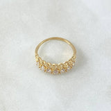 Anillo Cubano Parcial 2.3gr / T5 1/4 / Circones Blancos Oro Amarillo 18K ©