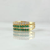 Anillo Triple Churumbela 4.55gr / T5 3/4 / Circones Blancos Verdes Oro Amarillo 18K ©