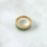 Anillo Triple Churumbela 4.55gr / T5 3/4 / Circones Blancos Verdes Oro Amarillo 18K ©